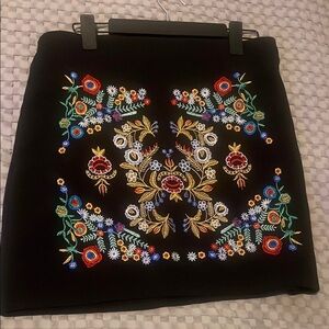 Floral Embroidered Black Skirt from H & M